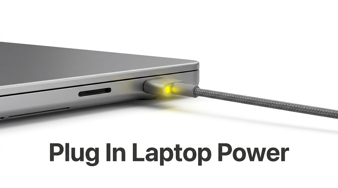 Laptop connected to external power before a remote diagnostic or programming support session.